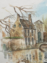 Bernadette Voz Signed Bruges Belgium Watercolor Print, Framed