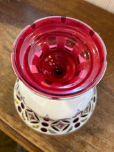 Antique Bohemian Cranberry Glass Large Tazza Compote Pedestal Bowl