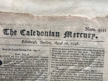 Antique August 16 1748 Caledonian Mercury Framed Newspaper