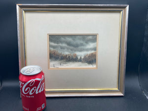 Original Lou Riffe Signed 4x6" Watercolor Painting, Winter Scene