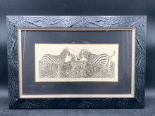 Vintage Kinder-Harris "Zebra Family" Framed Art Print