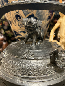 Antique Asian Bronze Figural Kettle
