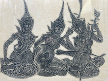 Vintage Thai Rice Paper Charcoal Rubbing Temple Art