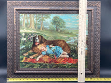 Antique "Fast Asleep" St Bernard Photogravue McLaughlin Bros Chromolithograph