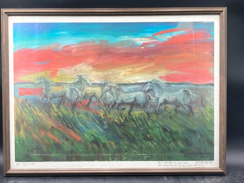 Artist Signed Limited Edition Wild Horses Serigraph, Framed