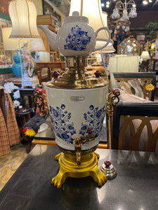 Blue and White Russian Electric Samovar (Teapot With Urn)
