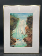 Artist Signed Original Waterfall Landscape Watercolor Painting