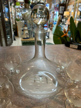 Crystal Etched Ship's Decanter with 6 Etched Cups