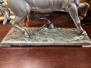Antique Early 1900 Silver Bronze Horse Statue