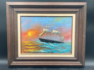 Original Preston Willis Clipper Ship oil Painting W/ CoA