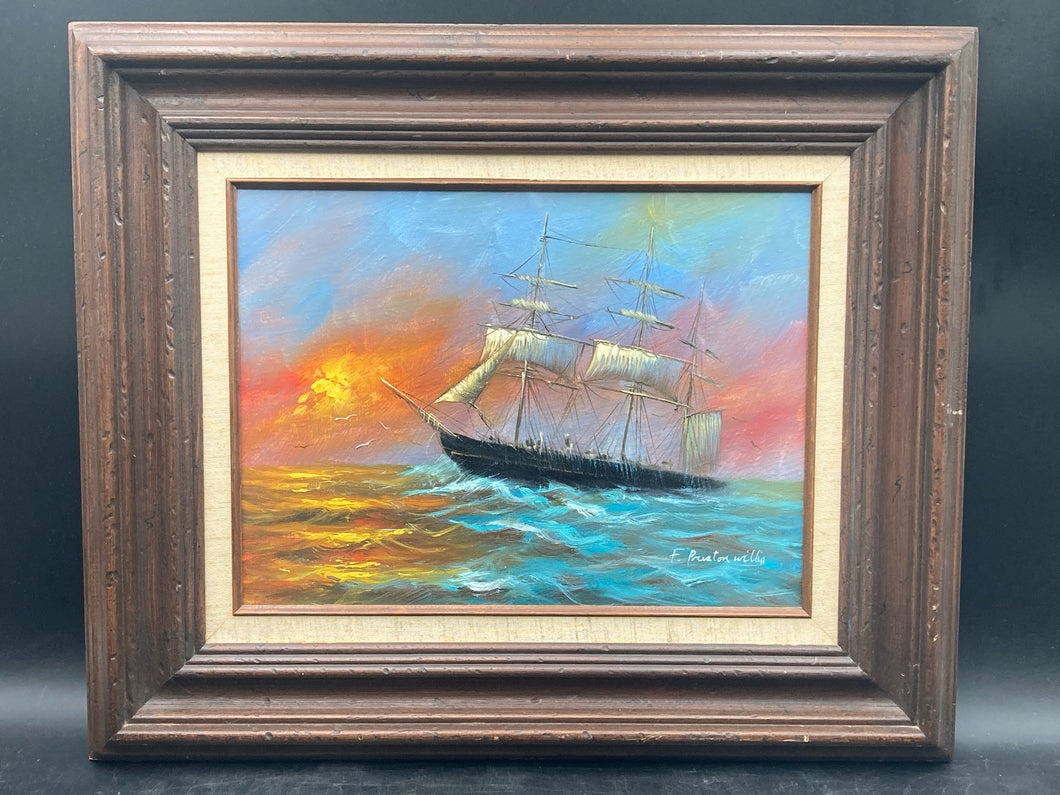 Original Preston Willis Clipper Ship oil Painting W/ CoA