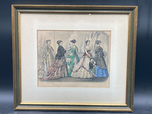 Antique Framed Godey's Fashion For November 1868 Print