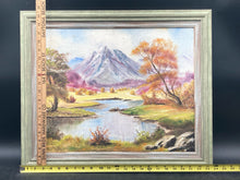 Artist Signed Mountain Lake Landscape Acrylic Painting, Framed