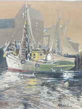 Framed Original 14x17" A.F. Jacobsen "Draggers In Rockport Harbor" Painting