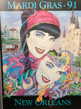 Michael Hunt Signed Andrea Mistretti Mardi Gras 1991 Poster, Framed