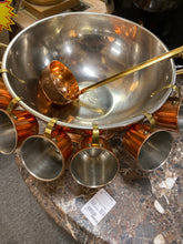 Copper Punch Bowl With 6 Cups, Ladle and Lid