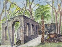 Original Gerard Roos Signed Florida "Sugar Mill Ruins" Watercolor Painting