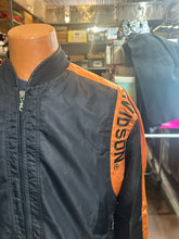 Vintage Harley Davidson Bomber Jacket Mens M Black Orange Motorcyle Biker