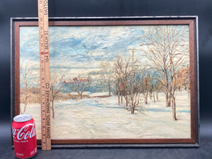 Artist Signed Winter Landscape Oil Painting