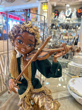 Mid Century Elf Pixie on Violin in Glass Case