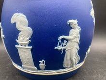 Antique Wedgwood Portland Blue Jasperware Sacrifice to Ceres Biscuit Jar