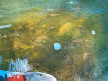 Artist Signed Original Koi Fish Watercolor Painting, Framed