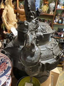 Antique Asian Bronze Figural Kettle