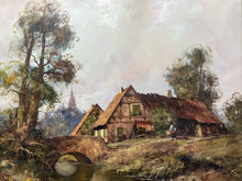 Original Ludwig Klein German Village Scene Framed Oil Painting