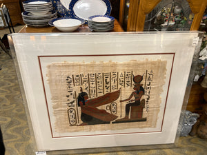 Large Museum Framed Egyptian Papyrus Art
