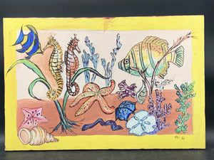20x30" Under The Sea Watercolor Painting, Signed