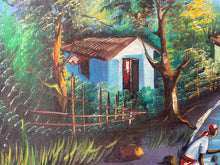 Benoit Signed Haitian Folk Art Acrylic Painting 24x36"