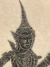 Vintage Thai Rice Paper Charcoal Rubbing Temple Art