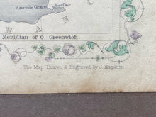 Antique 1851 Brisith Isles Map Engraving J. Rapkin & Tallis, Framed
