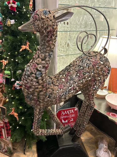 Large Metal Reindeer on Base