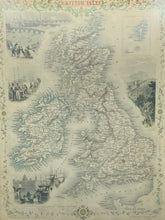 Antique 1851 Brisith Isles Map Engraving J. Rapkin & Tallis, Framed