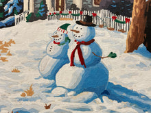 Vintage Original Winter Christmas Scene Oil Painting