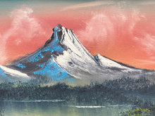 Artist Signed Bob Ross Inspired Mountain Landscape Painting, Framed