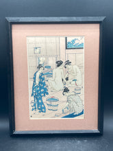 Framed 5x8" Torii Kiyonaga "Interior Of A Bathouse" Woodblock Print