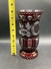 Egermann Bohemian Ruby Glass Cut To Clear 8" Vase