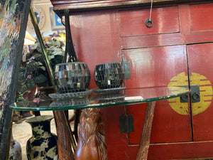 Carved Swan Table With Glass Top