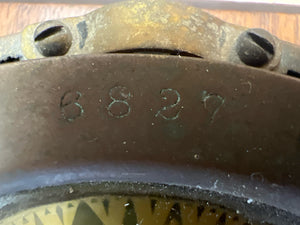 Antique Marine Compass Mounted on Wood Display