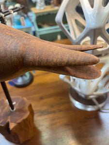 Hand Carved Long Billet Curlew Bird on Base