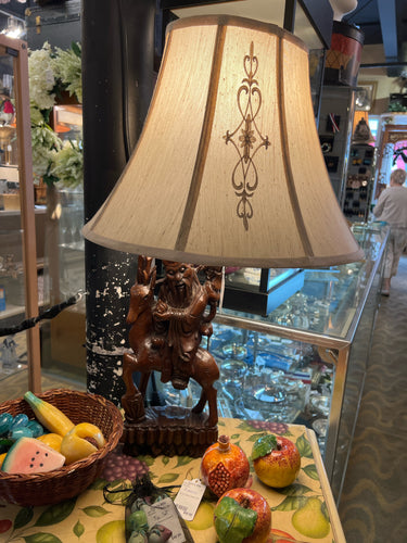 Hand Carved Asian Figural Lamp