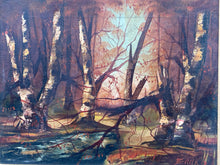 Artist Signed Mid Century Autumn Woods Landscape Painting, Framed