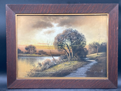 Vintage Artist Signed JAD Workshop Landscape Painting, Framed