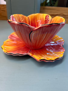 Clay Art Flower Bowl and Plate Set