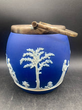 Antique Wedgwood Portland Blue Jasperware Sacrifice to Ceres Biscuit Jar