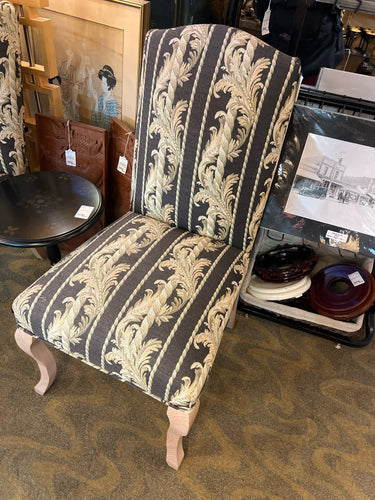 Pair of Black and Gold Pattern Parson's Chairs