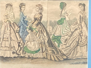 Antique Godey's Fashions For August 1869 Print, Framed