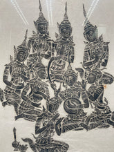 Vintage Thai Wat Pho Temple Rice Paper Charcoal Rubbing Artwork